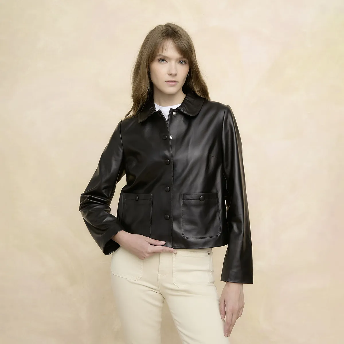 ELLE - Chaqueta 100% Cuero Mujer Elle