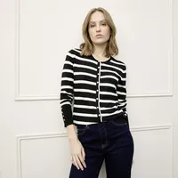 Chaleco Rayado Manga Larga Mujer
