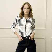 Chaleco Rayado Manga Larga Mujer