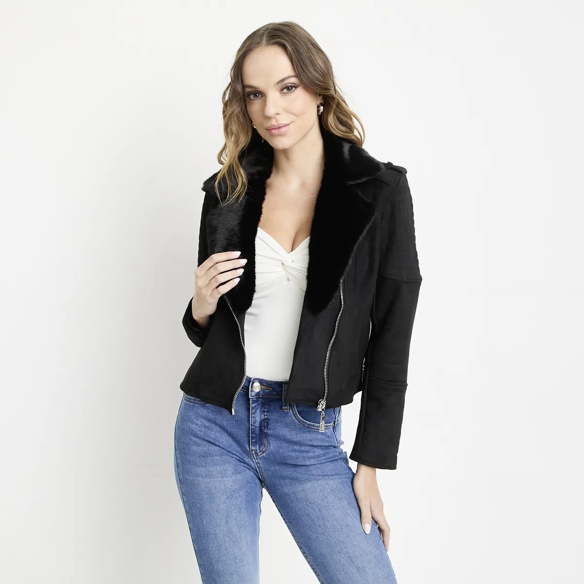 MOSSIMO - Chaqueta Cuello Pelo Mujer Mossimo