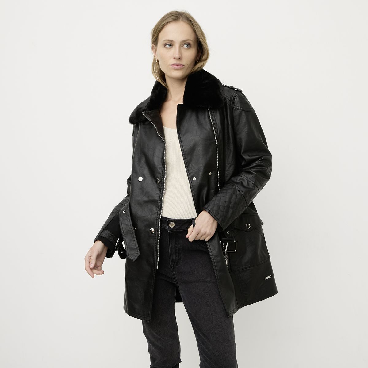 MOSSIMO - Chaqueta Cuello Pelo Mujer Mossimo