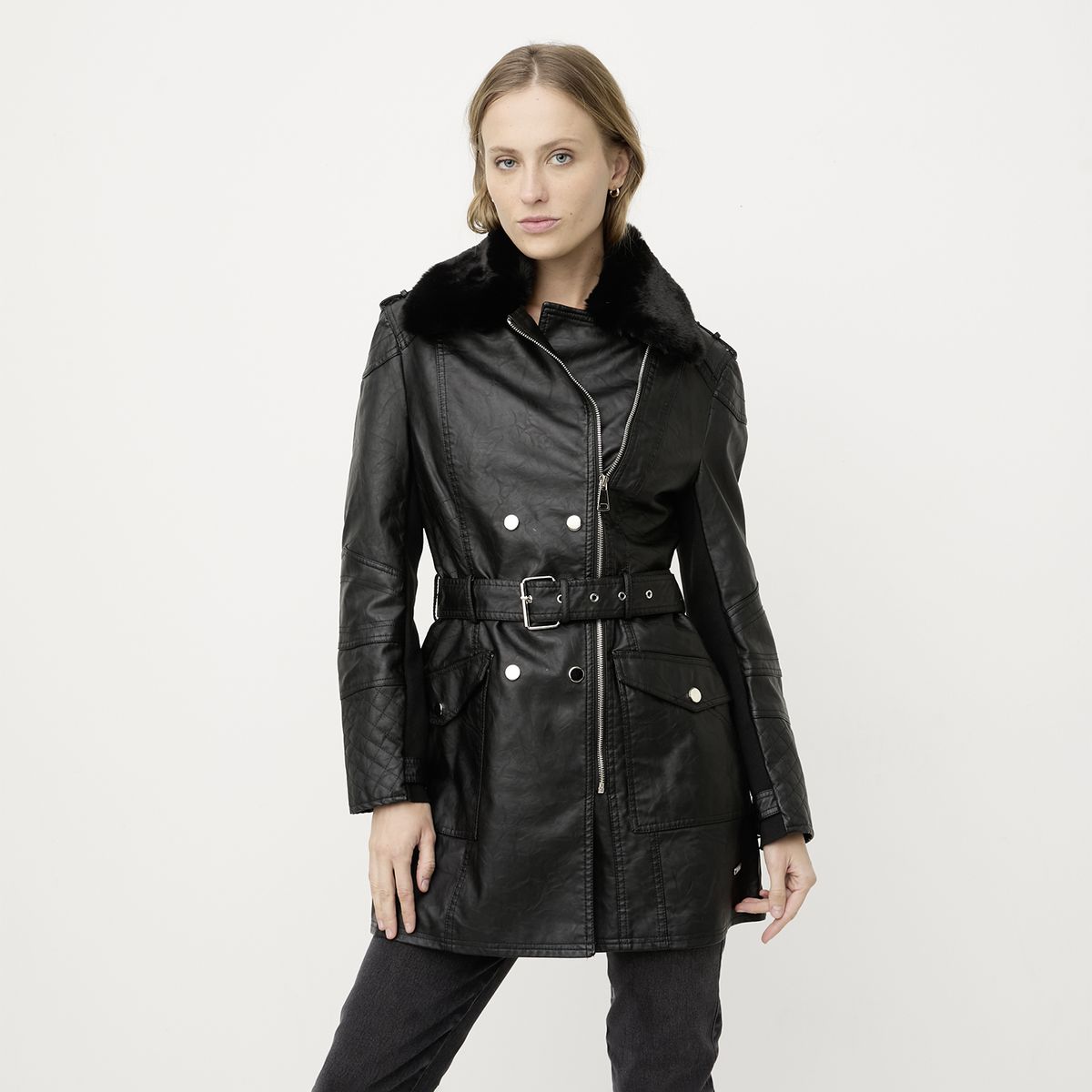 MOSSIMO - Chaqueta Cuello Pelo Mujer Mossimo