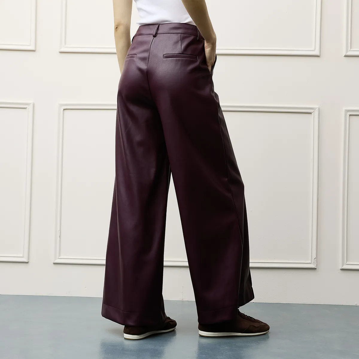 BASEMENT - Pantalón Wide Leg Tiro Alto Mujer Basement