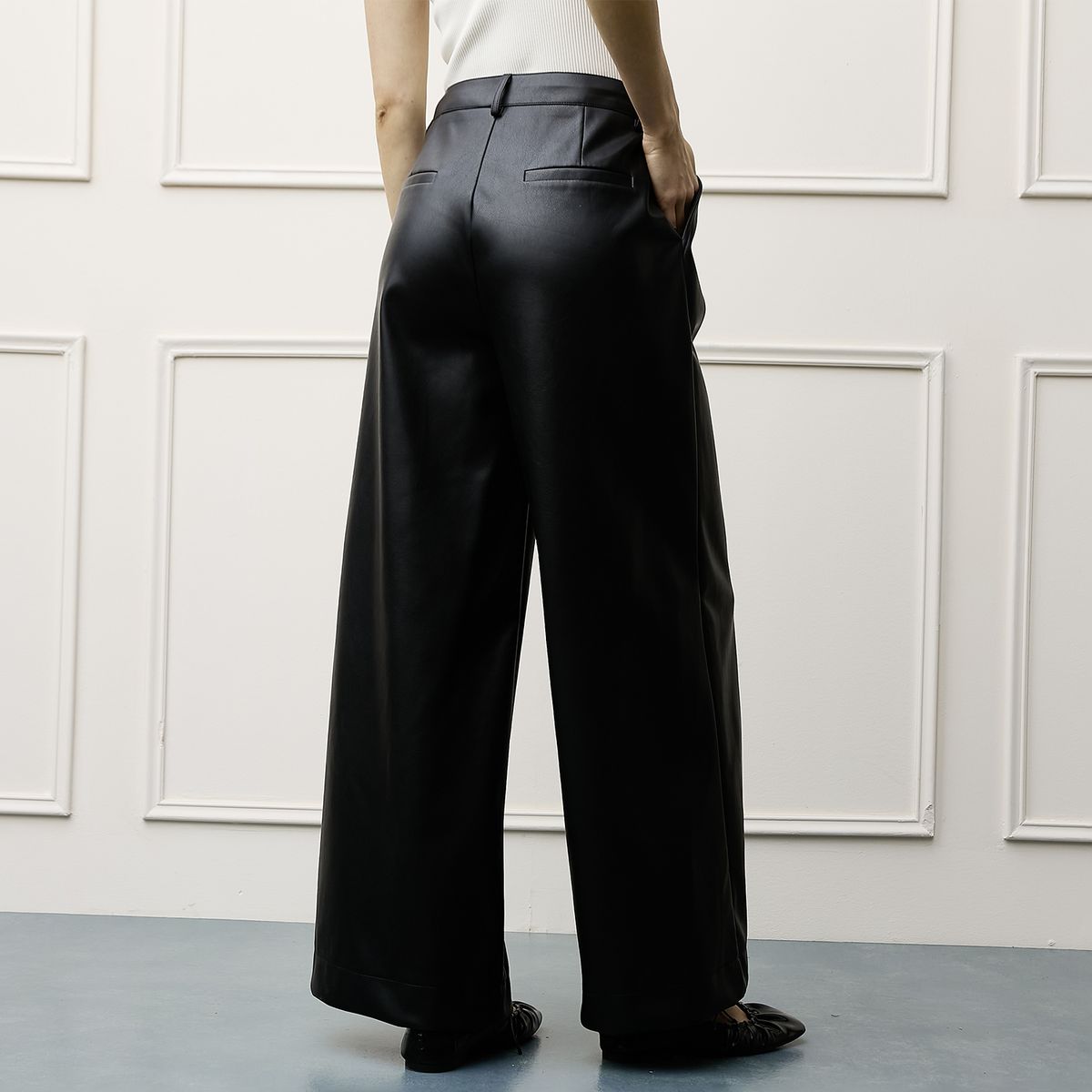 BASEMENT - Pantalón Wide Leg Tiro Alto Mujer Basement