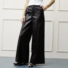 BASEMENT - Pantalón Wide Leg Tiro Alto Mujer