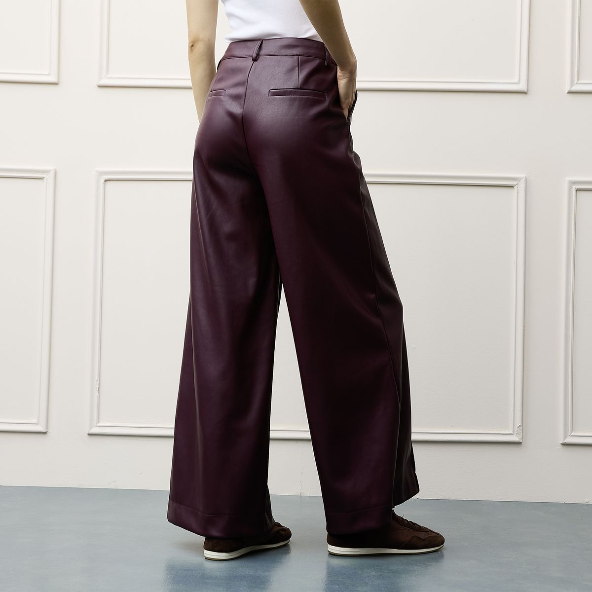 BASEMENT - Pantalón Wide Leg Tiro Alto Mujer Basement
