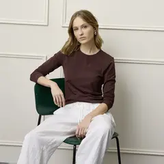 BASEMENT - Polera Manga Larga Algodón Mujer