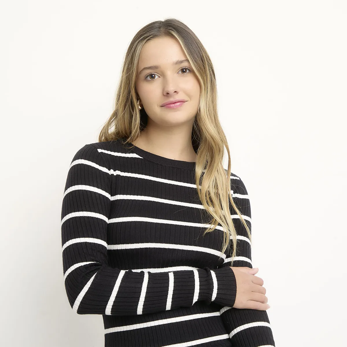 SYBILLA - Sweater Sybilla Acanalado Mujer Manga Larga Casual