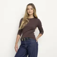 SYBILLA - Sweater Acanalado Mujer Manga Larga Casual