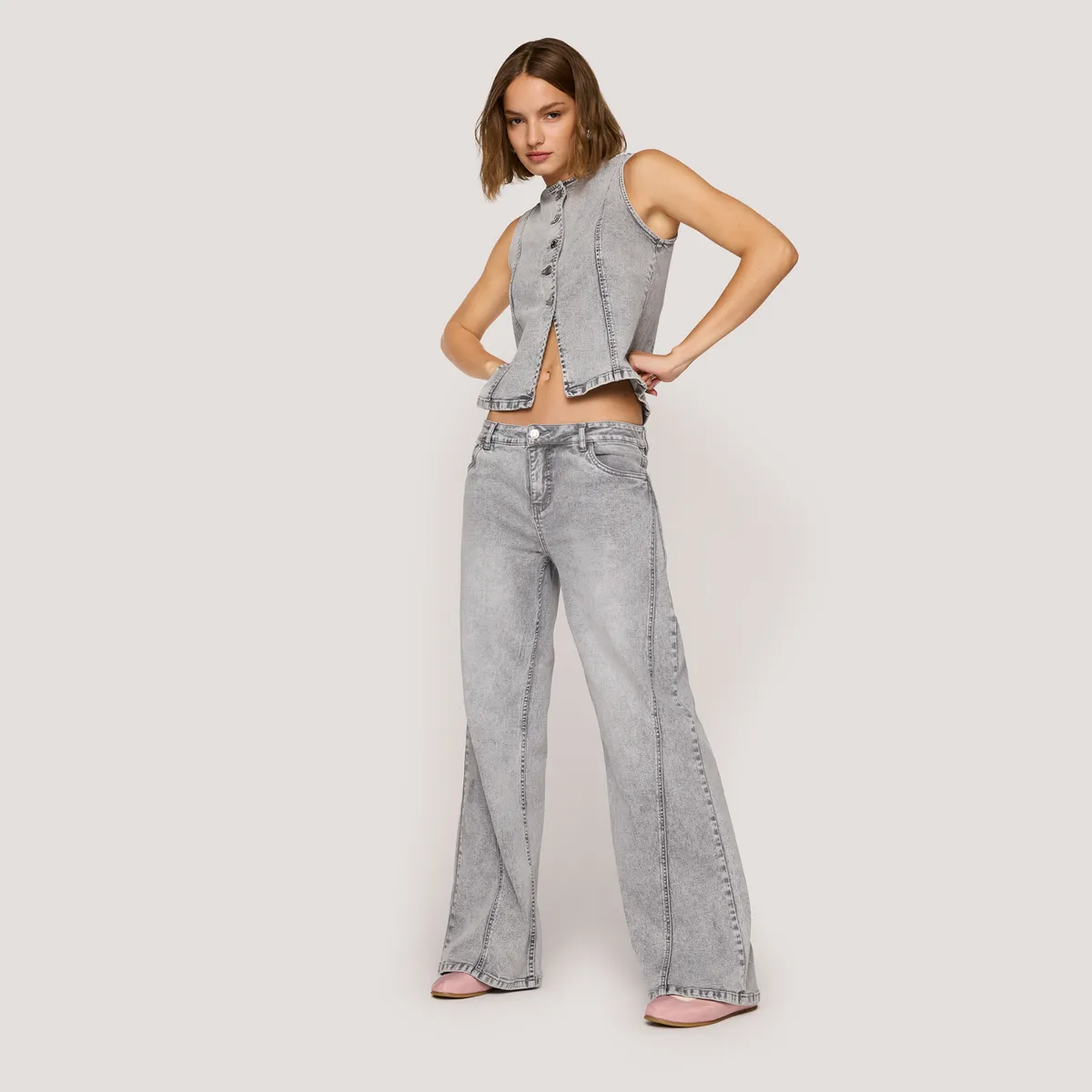 SYBILLA - Jeans Wide Leg Low Rise Mujer Sybilla