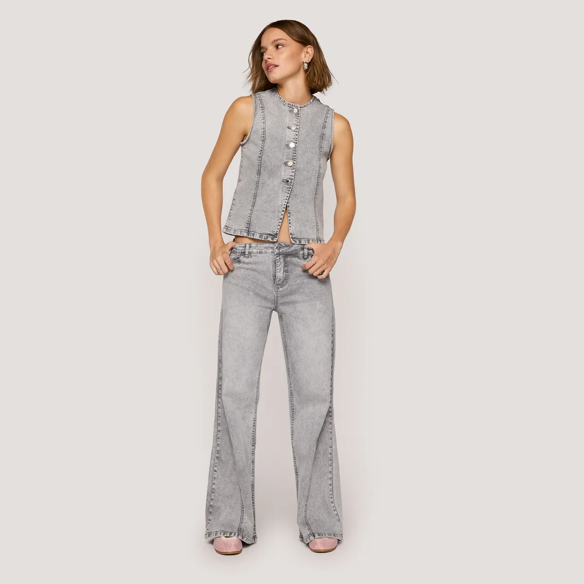 SYBILLA - Jeans Wide Leg Low Rise Mujer Sybilla