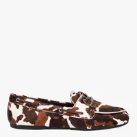 Mocasín Náutico Mujer Cuero Animal Print