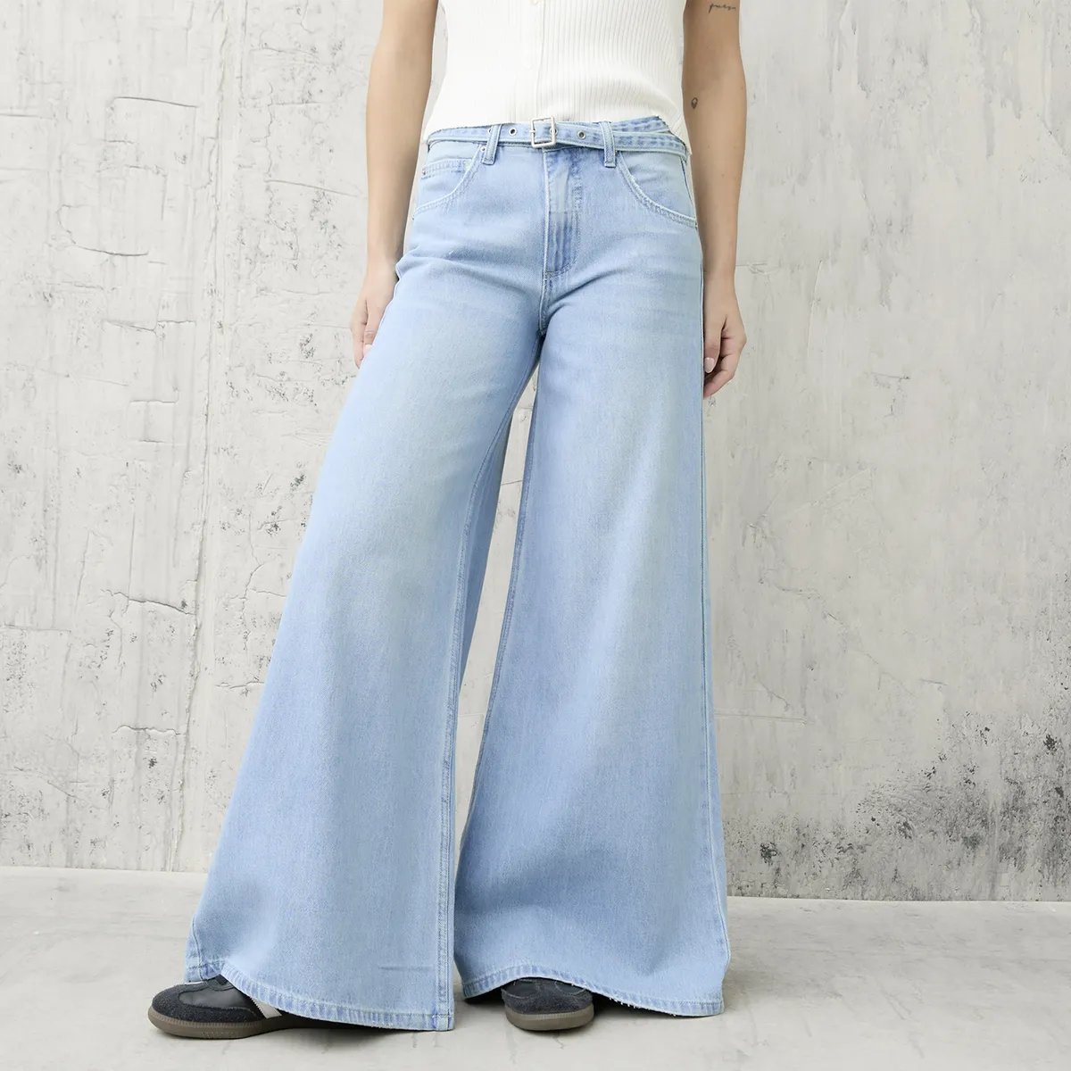 AMERICANINO - Jeans Wide Leg Cinturón Removible Mujer Americanino