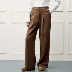BASEMENT - Pantalón Wide Leg Tiro Alto Mujer