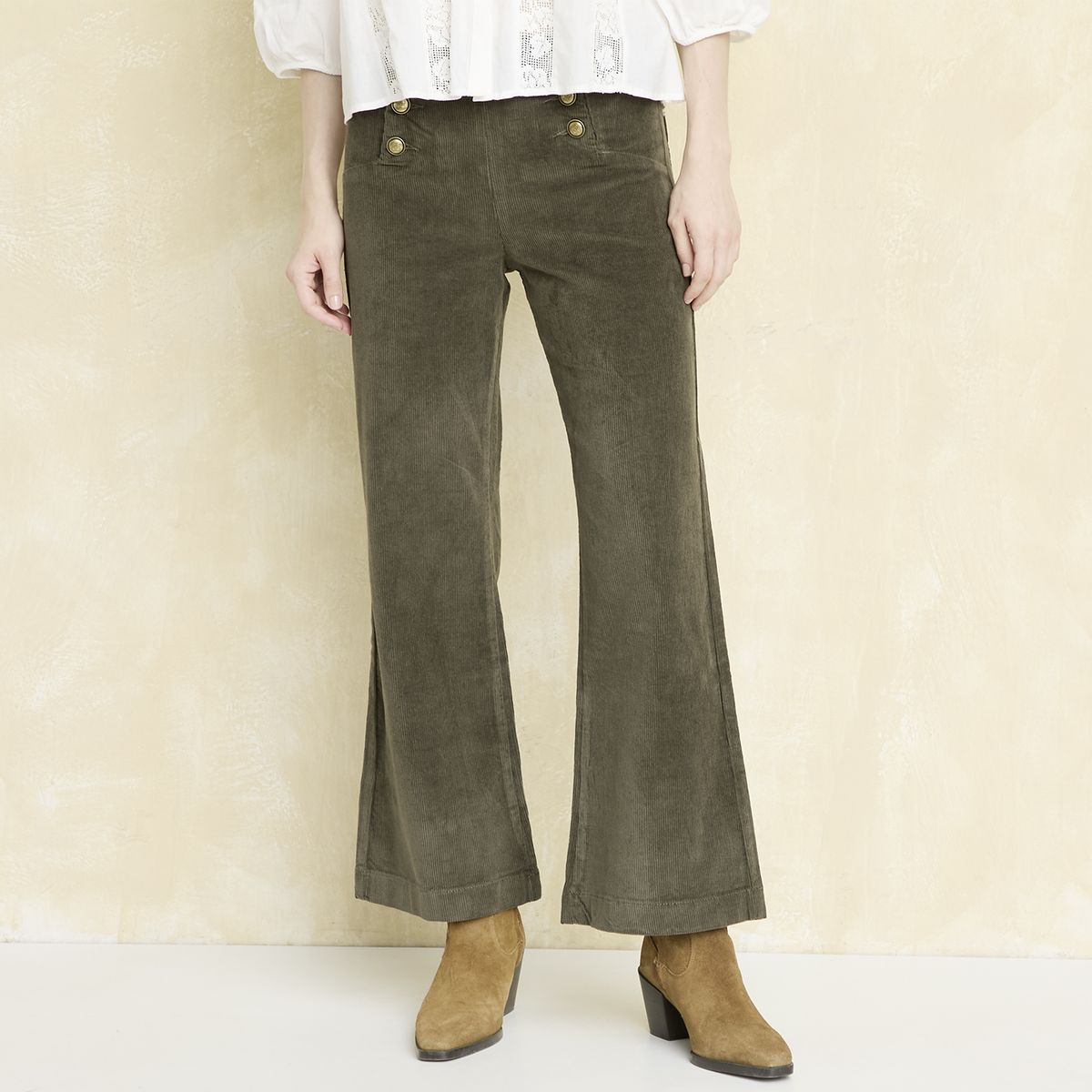 UNIVERSITY CLUB - Pantalón Cotelé  Tiro Alto Mujer University Club