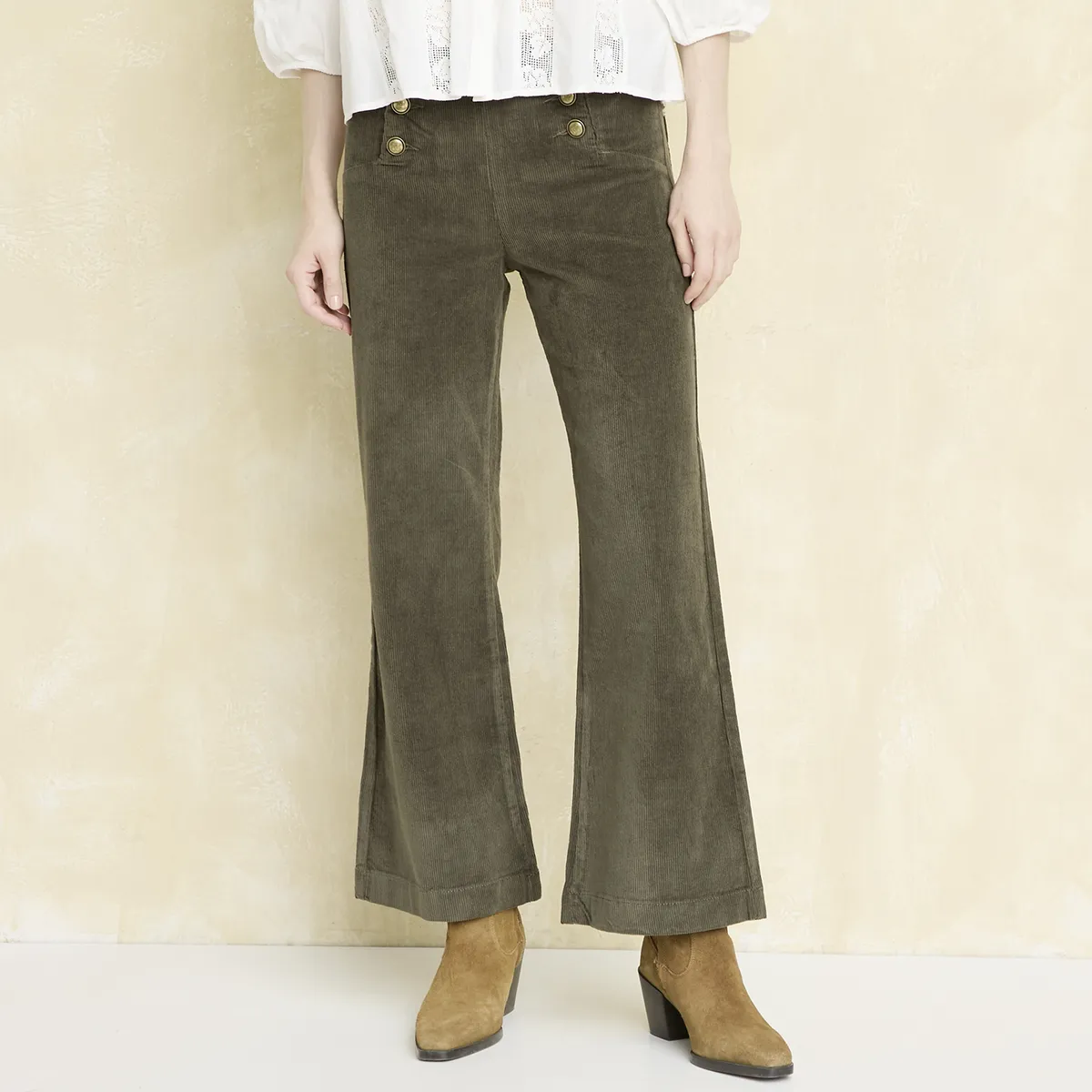 UNIVERSITY CLUB - Pantalón Cotelé  Tiro Alto Mujer University Club