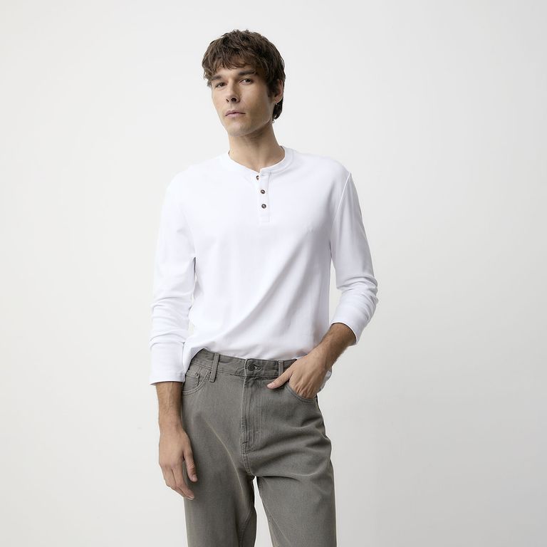 BASEMENT Polera Manga Larga Hombre
