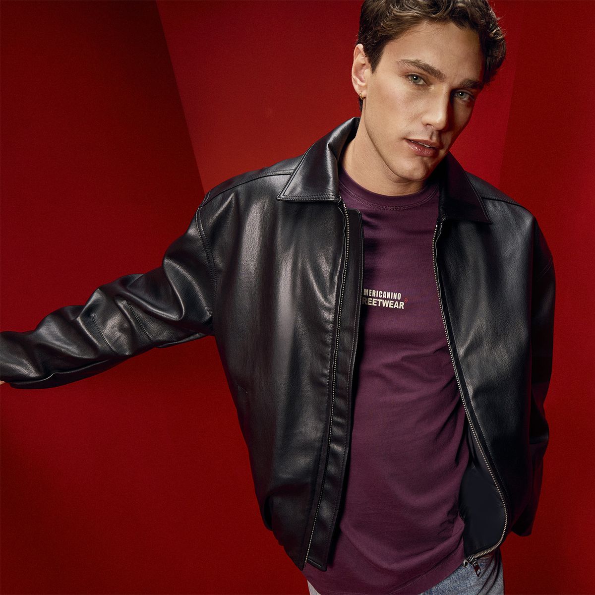 AMERICANINO - Chaqueta Efecto Cuero Hombre Americanino