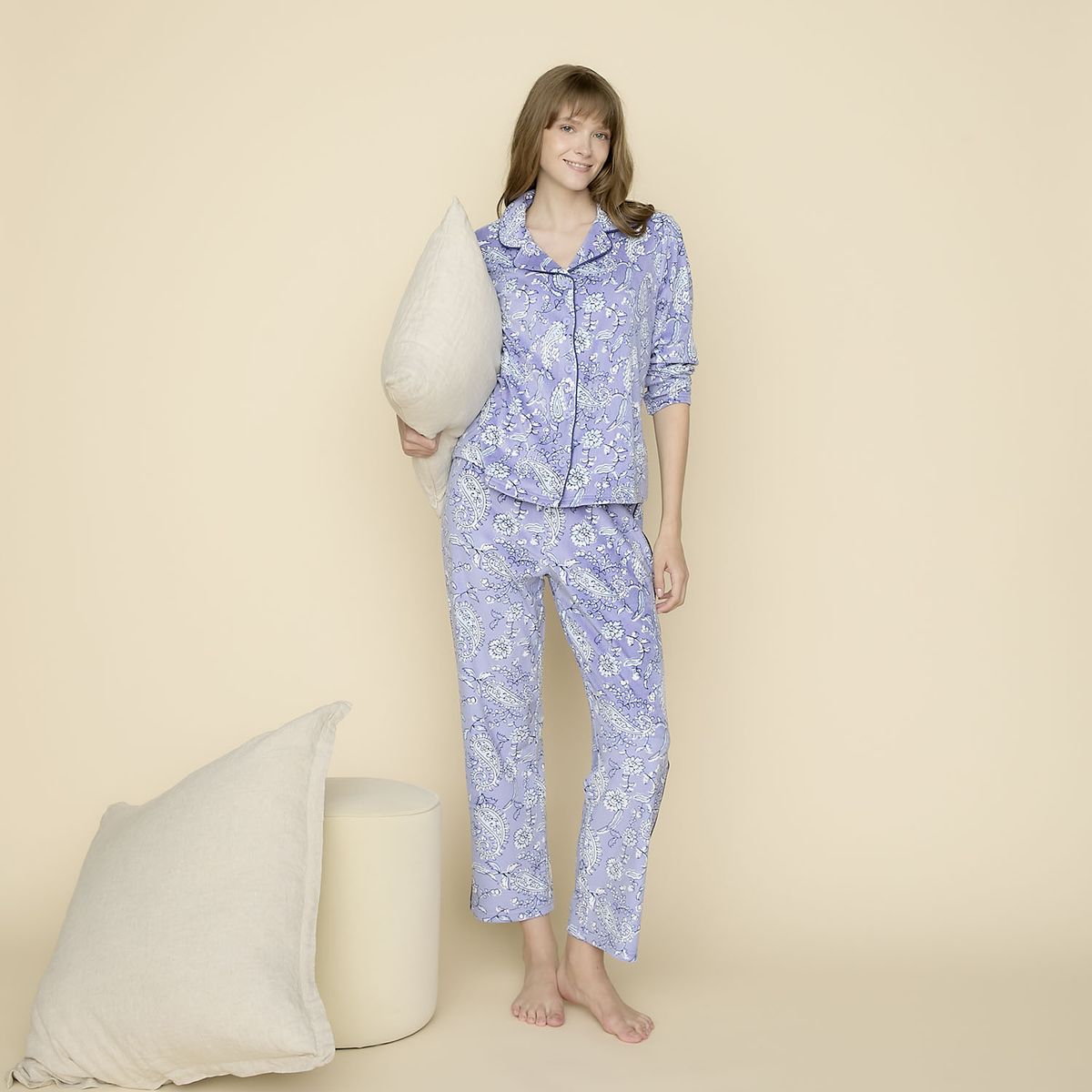BLU - Pijama Camisero Polar Velvet Mujer Blu