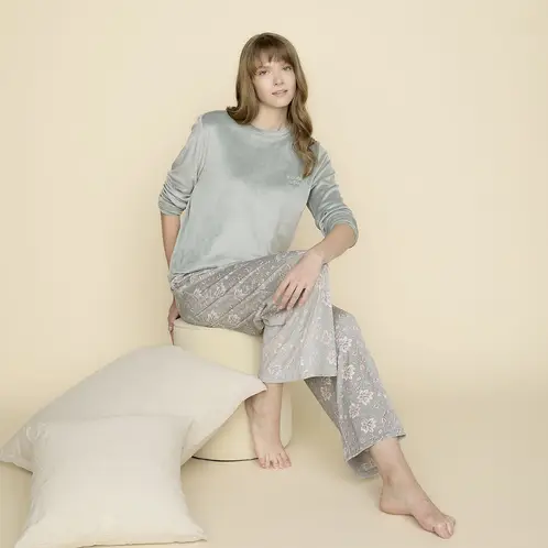BLU - Pijama Camisero Polar Velvet Mujer