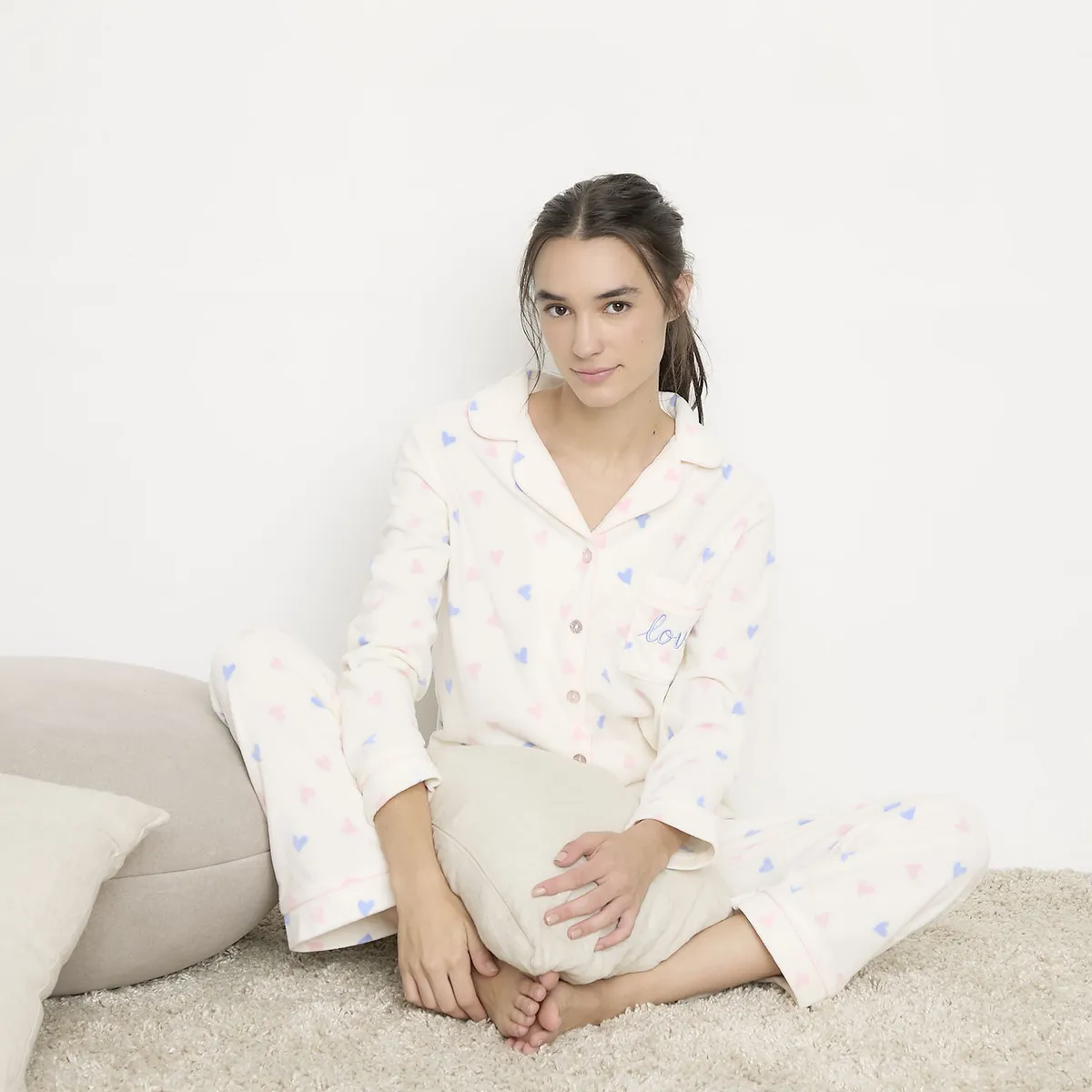 SYBILLA - Pijama Camisero Polar Mujer Sybilla