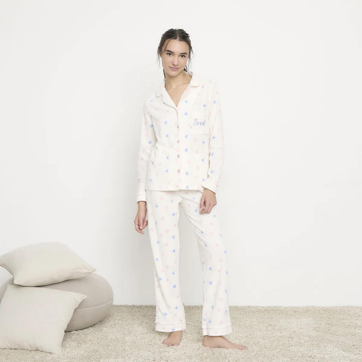 SYBILLA - Pijama Camisero Polar Mujer Sybilla