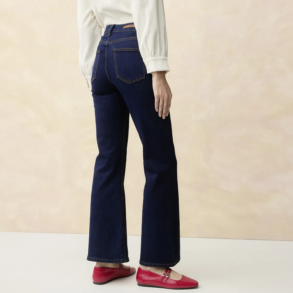 ELLE - Jeans Straight Tiro Alto Mujer Elle