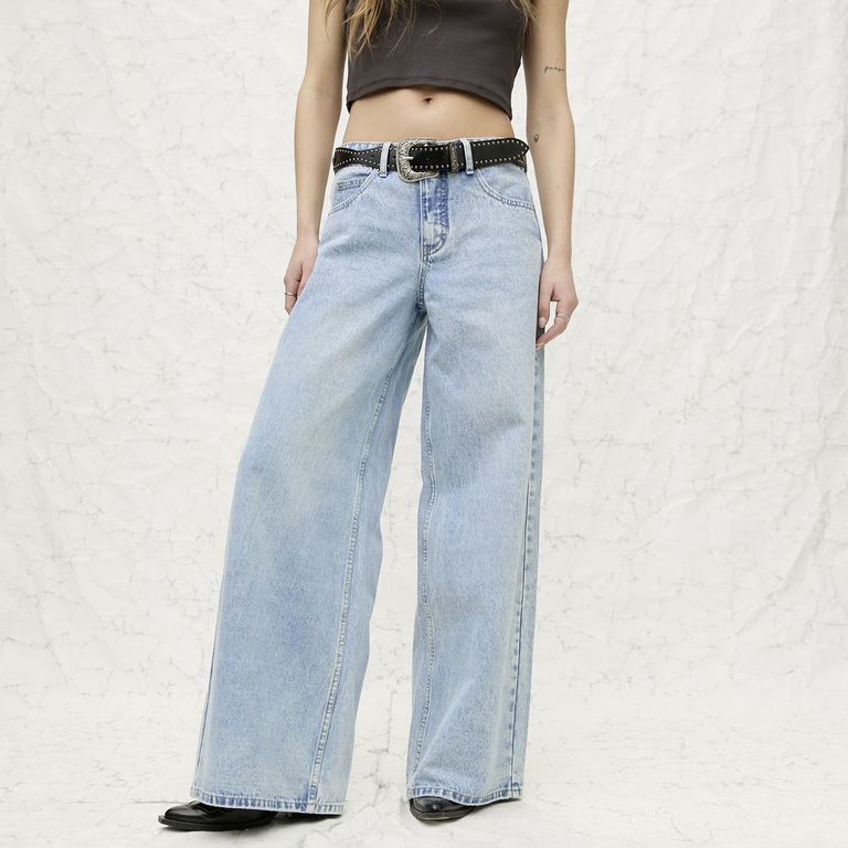AMERICANINO Jeans Wide Leg Tiro Medio Cinturón Removible Mujer