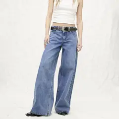 AMERICANINO - Jeans Wide Leg Tiro Medio Cinturón Removible Mujer
