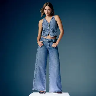 AMERICANINO - Jeans Wide Leg Cinturón Removible Mujer
