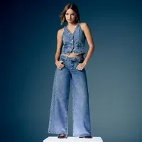 Jeans Wide Leg Tiro Medio Mujer