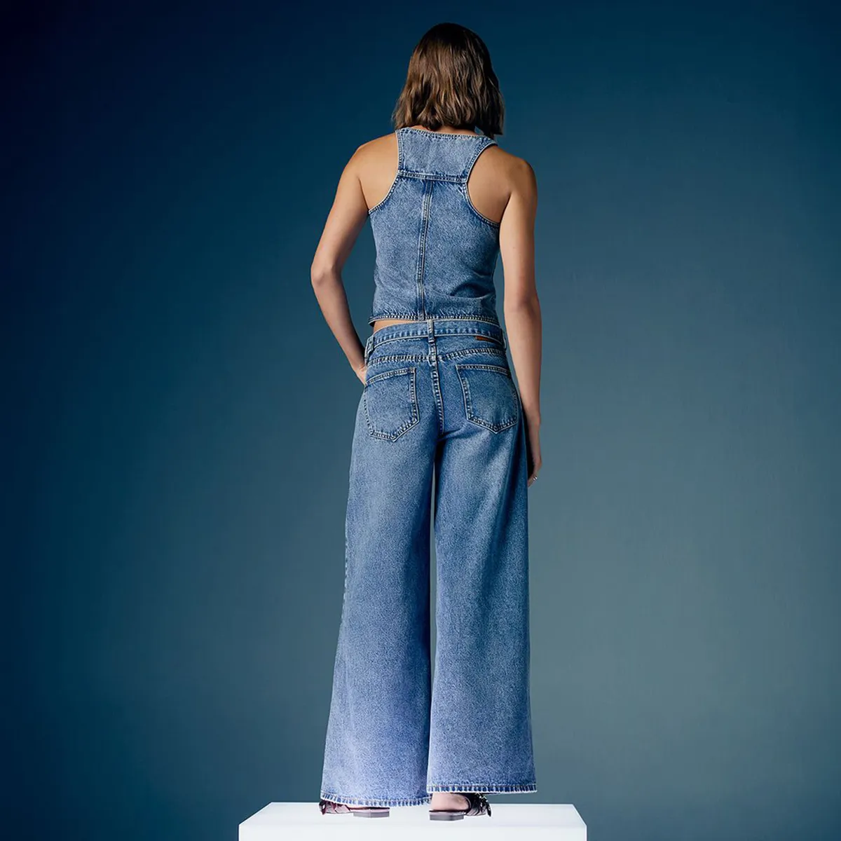 AMERICANINO - Jeans Wide Leg Tiro Medio Mujer Americanino