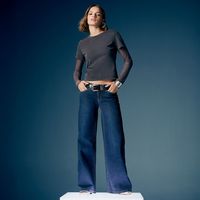 Jeans Wide Leg Tiro Bajo Mujer