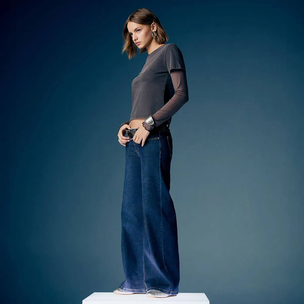 AMERICANINO - Jeans Wide Leg Tiro Bajo Mujer Americanino