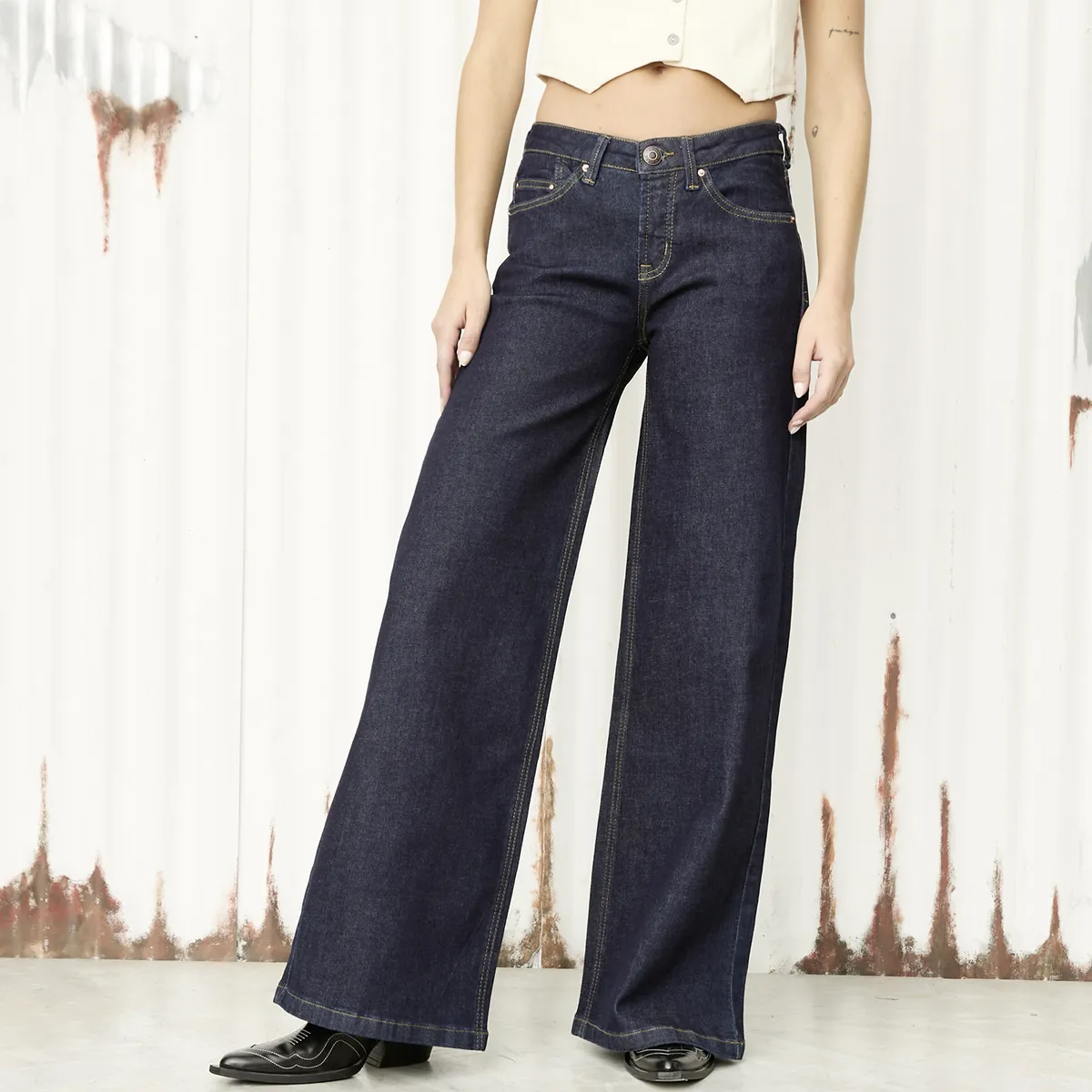 AMERICANINO - Jeans Wide Leg Tiro Bajo Mujer Americanino