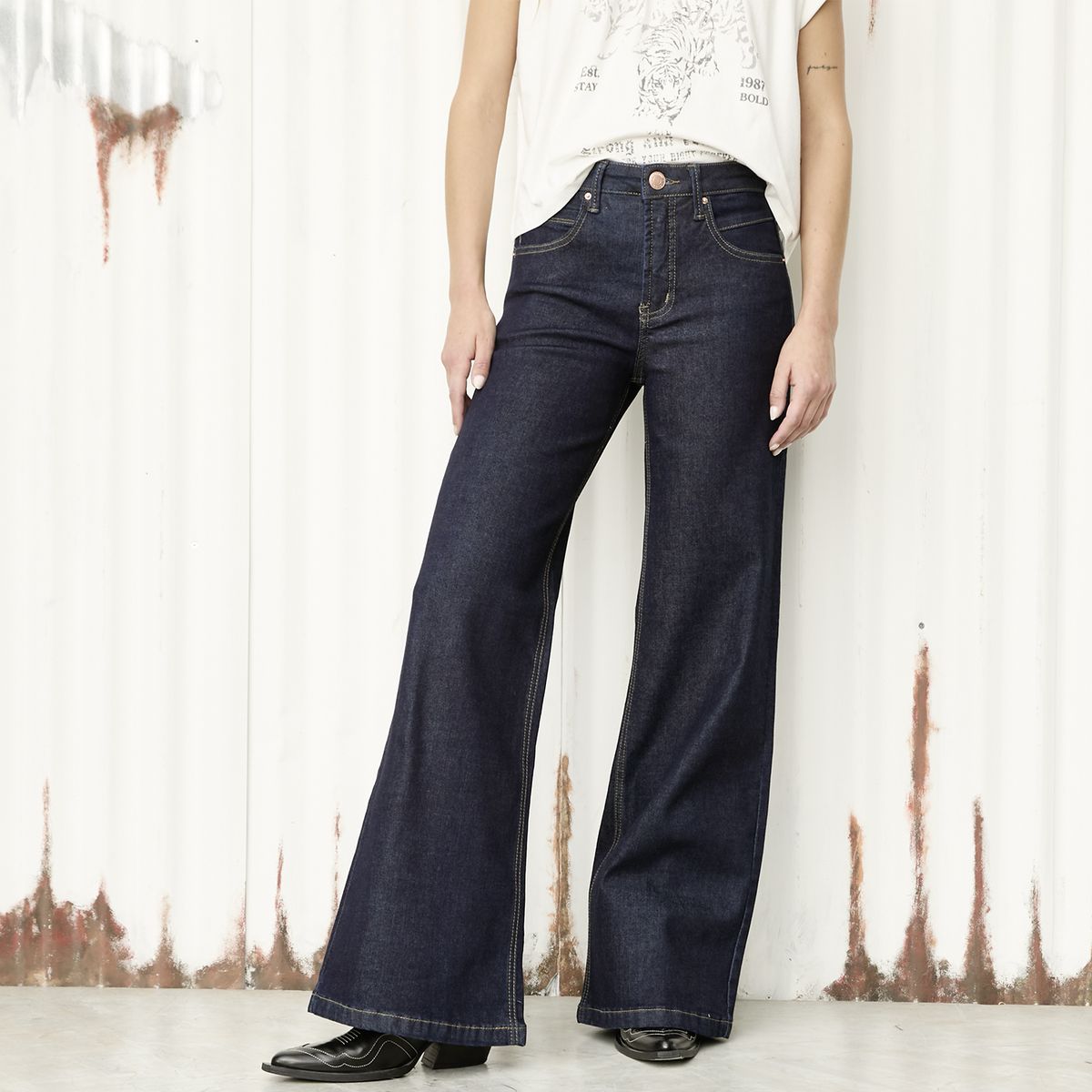 AMERICANINO - Jeans Wide Leg Tiro Bajo Mujer Americanino
