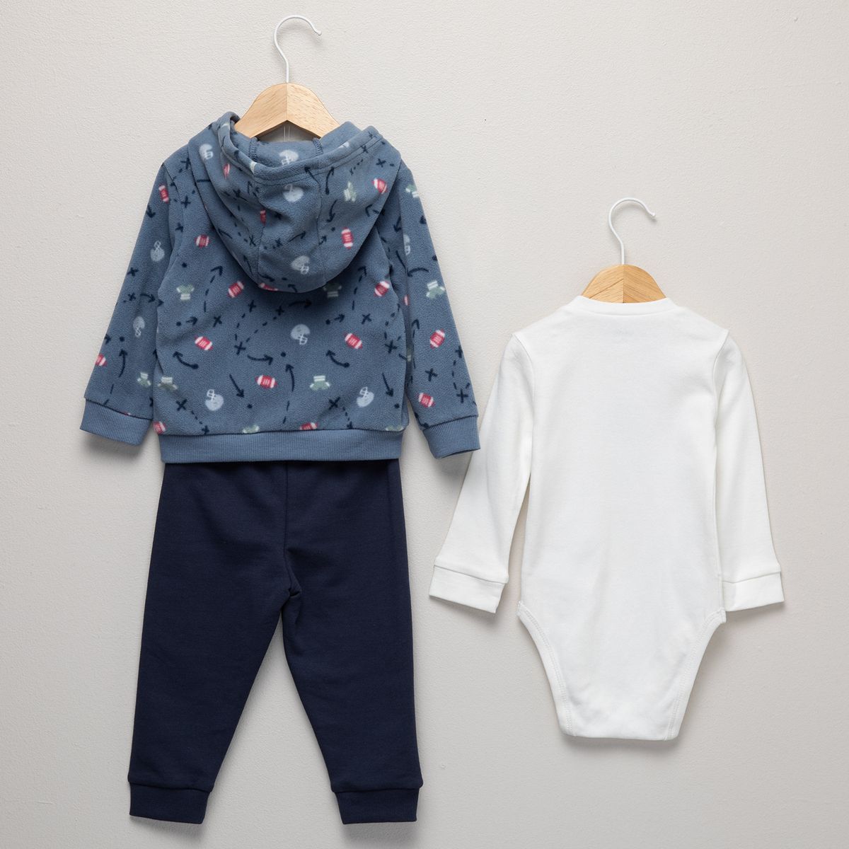 YAMP - Conjunto Bebé Niño Pantalón de Buzo + Body + Polerón de Polar Yamp