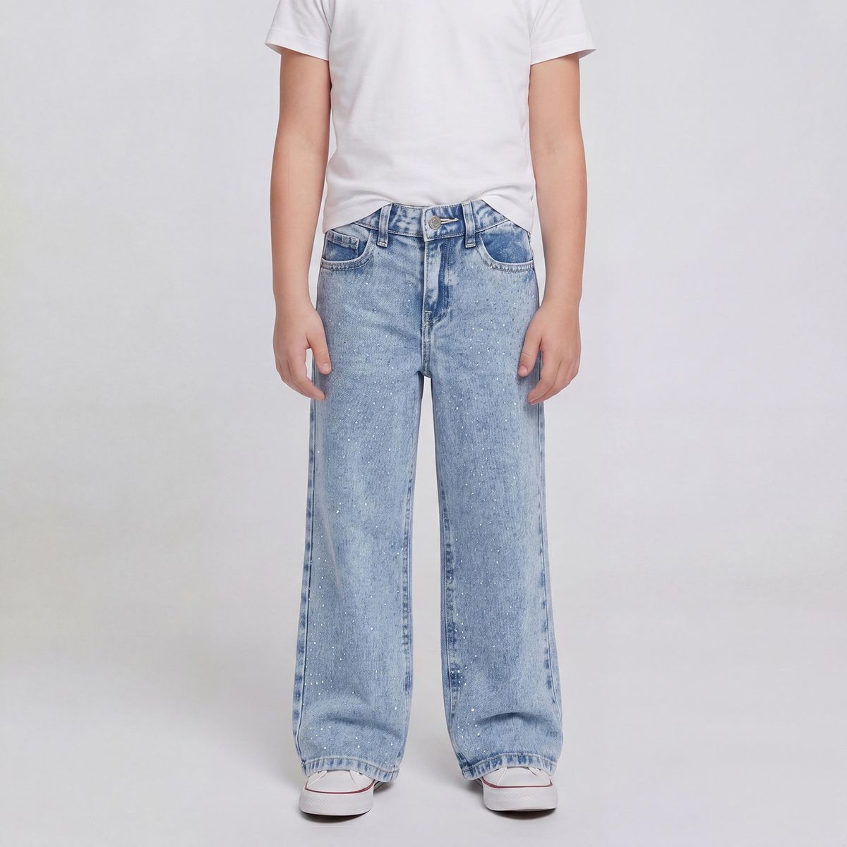 YAMP - Jeans Niña Wide Leg Con Brillos Yamp