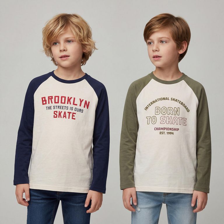 YAMP Pack de 2 Poleras Niño Manga Larga Algodón