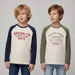 YAMP - Pack de 2 Poleras Niño Manga Larga Algodón