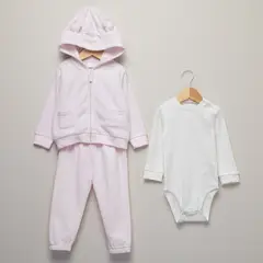 YAMP - Conjunto Bebé Niña Pantalón de Buzo + Body + Polerón de Polar