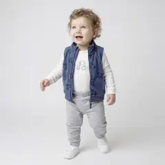 YAMP - Conjunto Bebé Niño Pantalón de Buzo + Body + Polerón de Polar Sin Mangas
