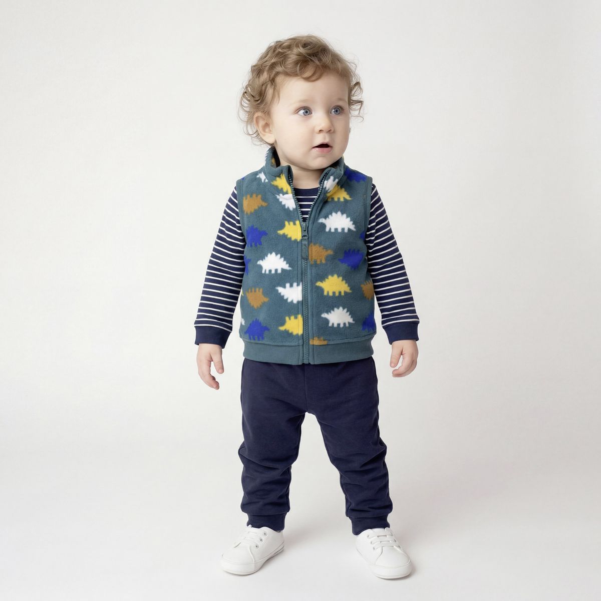 YAMP - Conjunto Bebé Niño Pantalón de Buzo + Body + Polerón de Polar Sin Mangas Yamp