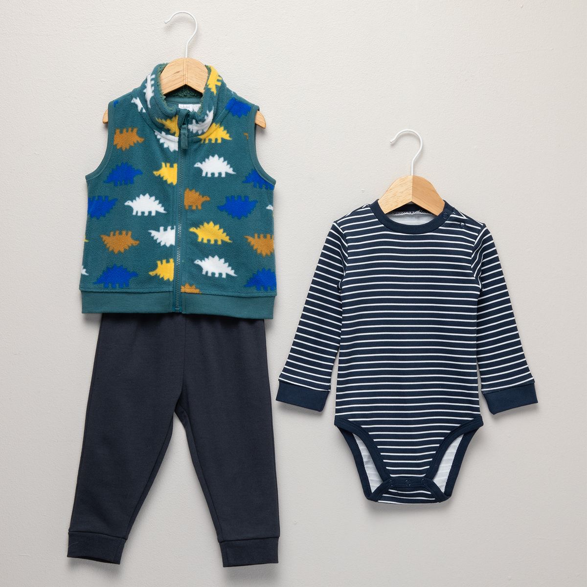 YAMP - Conjunto Bebé Niño Pantalón de Buzo + Body + Polerón de Polar Sin Mangas Yamp