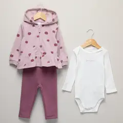 YAMP - Conjunto Bebé Niña Pantalón de Buzo + Body + Polerón de Polar