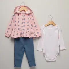 YAMP - Conjunto Bebé Niña Pantalón de Buzo + Body + Polerón de Polar