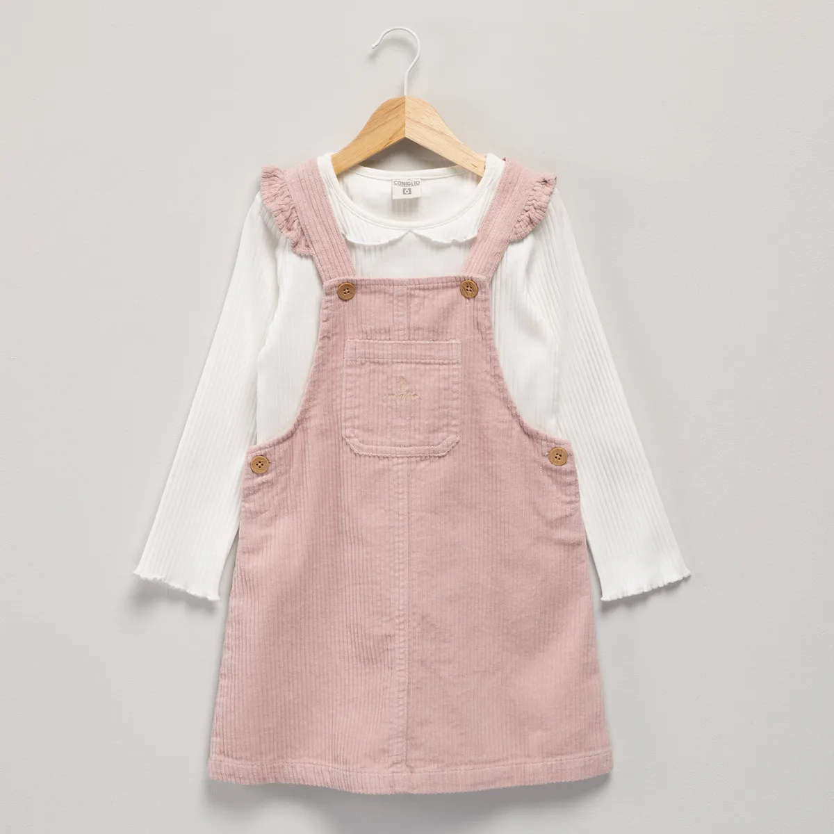 CONIGLIO - Jardinera Cotelé Mas Polera Niña Coniglio