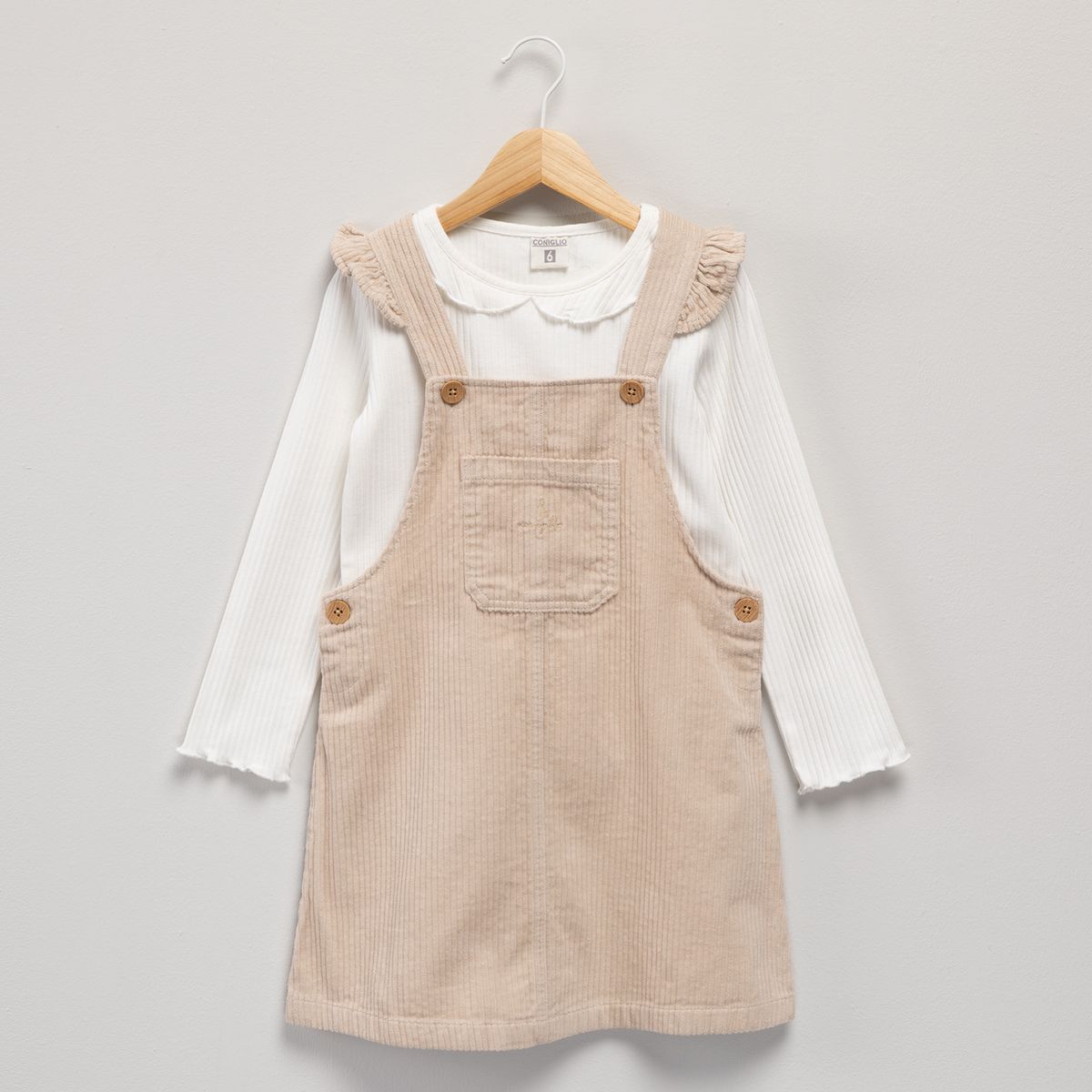 CONIGLIO - Jardinera Cotelé Mas Polera Niña Coniglio