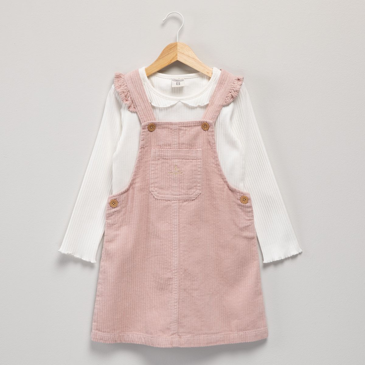CONIGLIO - Jardinera Cotelé Mas Polera Niña Coniglio
