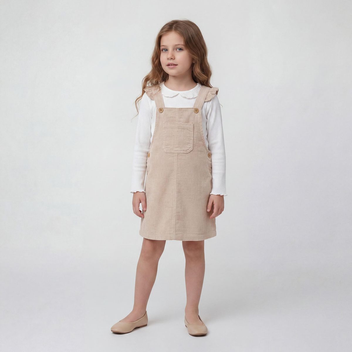 CONIGLIO - Jardinera Cotelé Mas Polera Niña Coniglio